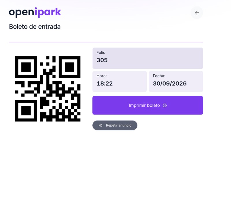 Captura de la app OpeniPark