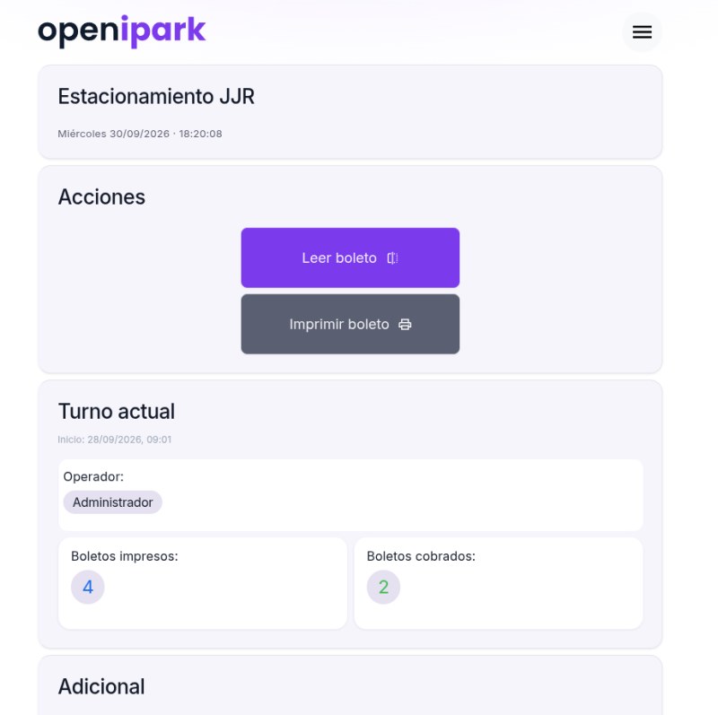 Captura de la app OpeniPark